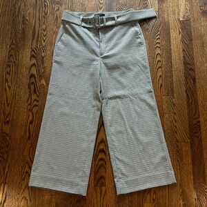 Banana Republic Brown Tan Slim Wide-Leg Houndstooth Belted Cropped Pant 8